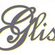 Scritta decorativa "Glis" in caratteri eleganti, grigio con contorno giallo.