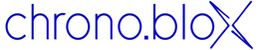 Logo mit dem blauen Schriftzug "chrono.blox" auf weißem Hintergrund.