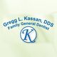 Logo with text: "Gregg L. Kassan, DDS Family General Dentist" and a stylized letter "K".