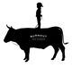 Silueta de un niño sobre un toro, con el texto "Burnout True Burgers".