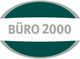 Grünes ovales Logo mit dem Text "BÜRO 2000" in der Mitte auf weißem Hintergrund.