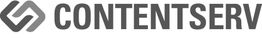 Logo mit stilisiertem "CS"-Symbol und dem Text "CONTENTSERV" in Grau.
