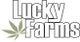 Text "Lucky Farms" with a green cannabis leaf graphic beside it.