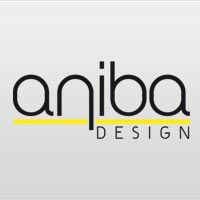 Logo mit dem Text "aniba DESIGN" in Schwarz und Gelb auf grauem Hintergrund.