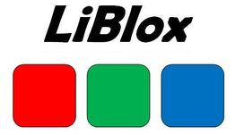 Schwarzer "LiBlox" Text über roten, grünen und blauen Blöcken auf weißem Hintergrund.