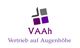 Logo mit grauen und lila Quadraten, darunter "VAAh Vertrieb auf Augenhöhe".