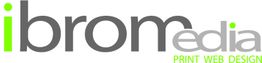 Logo mit Text: "ibromedia", "PRINT WEB DESIGN".