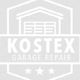 Logo for Kostex Garage Repair featuring a garage and three stars.