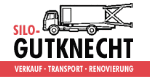 Illustration eines LKWs mit Text "Silo-Gutknecht, Verkauf, Transport, Renovierung".
