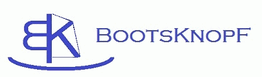 Logo mit Buchstaben "BK" und Text "BootsKnopF" in Blau.