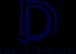 Letra "D" azul con texto "Derecho y Extranjería" debajo.