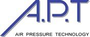 Logo mit blauer Schrift: "A.P.T." und "Air Pressure Technology" darunter.
