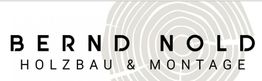 Logo mit Schriftzug "Bernd Nold Holzbau & Montage" vor stilisiertem Baumring-Hintergrund.