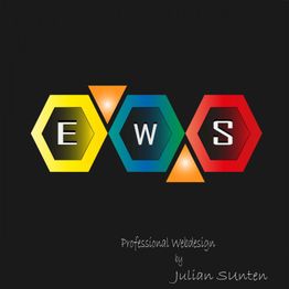 Buntes Logo mit Buchstaben EWS, darunter "Professional Webdesign by Julian Sunten".