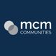 MCM Communities logo with overlapping grey circles on a dark blue background.
