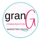 Logo de "granG" avec le texte "COMMUNICATION" et "MARKETING DIGITAL" en couleurs noir et rose.