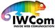 Logo di un camaleonte multicolore sopra il testo "IWCom Inside Web Communication".