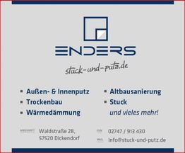 Visitenkarte von Enders: Stuck, Putz, Altbausanierung und mehr, Adresse in Dickendorf.