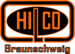 Logo mit orangefarbenem "HILCO"-Text und "Braunschweig" darunter, schwarzer Hintergrund.