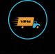 Logo de camioneta VRM rodeada por un círculo azul, con texto "Transportes y Mudanzas".
