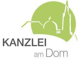 Logo der Kanzlei am Dom: Skizze eines Doms vor grünem Kreis.
