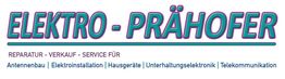 "Logo von Elektro-Prähofer mit Dienstleistungen: Reparatur, Verkauf, Elektroinstallation."