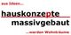 Text: "aus Ideen... hauskonzepte massivgebaut ...werden Wohnträume" in rot und schwarz.