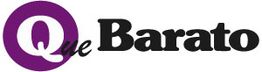 Texto "Que Barato" con la "Q" en un círculo morado.