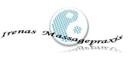 Logo mit Schriftzug "Irenas Massagepraxis" und Yin-Yang-Symbol aus Punkten.