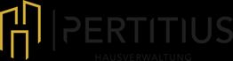 Logo der Firma Pertitius Hausverwaltung mit gelbem Symbol auf schwarzem Hintergrund.