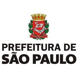 Brasão da Prefeitura de São Paulo com a frase "Non Ducor, Duco" acima do texto em preto.