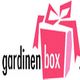 Logo mit roter Geschenkbox und text "gardinenbox".
