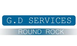 Text reads "G.D Services, Round Rock" in blue and white on a rectangular background.