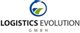 Logo von Logistics Evolution GmbH mit stilisiertem Kreis und Pfeildesign oben.