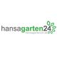 Logo von hansagarten24 mit grünem Text und sechs Blättern neben der Zahl 24.
