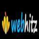 Logo with colorful abstract shape next to the text "webhitz" on a black background.