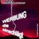 Werbegrafik mit Blitz, Slogan "Werbung die einschlägt", und Kontaktinformationen unten.