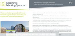 Startseite der Matthews Marking Systems mit Informationen zum Bedrucken von Kartons und Verpackungen.