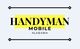 "Handyman Mobile Alabama logo with black text on yellow, framed with decorative black lines."