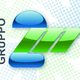 Logo con forme blu e verdi, testo "GRUPPO" in verticale su sfondo a pois.