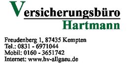 Versicherungsbüro Hartmann Kontaktinformationen, Adresse: Freudenberg 1, 87435 Kempten.