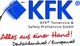 KFK-Logo mit Slogan "Alles aus einer Hand! Deutschlandweit/Europaweit" und blauen Quadraten.