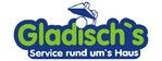Logo von Gladisch's mit der Aufschrift "Service rund um's Haus" und einem stilisierten Hausdach.