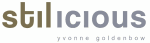 Logo mit Text "stilicious yvonne galenbow" in braun und grau.