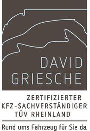 Logo für zertifizierten Kfz-Sachverständigen mit dem Text: "Rund ums Fahrzeug für Sie da".