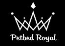 Krone-Logo von Petbed Royal in Weiß auf schwarzem Hintergrund.