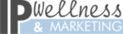 Logo mit Text "IP Wellness & Marketing" in grau und blau.