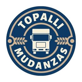 Logo de Topalli Mudanzas, un camión en círculo azul y beige.