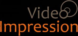 Schwarzer Hintergrund mit dem Text "Video Impression" in braun und orange mit Kreissymbolen.