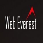 "Web Everest logo with mountain graphic on a black background."